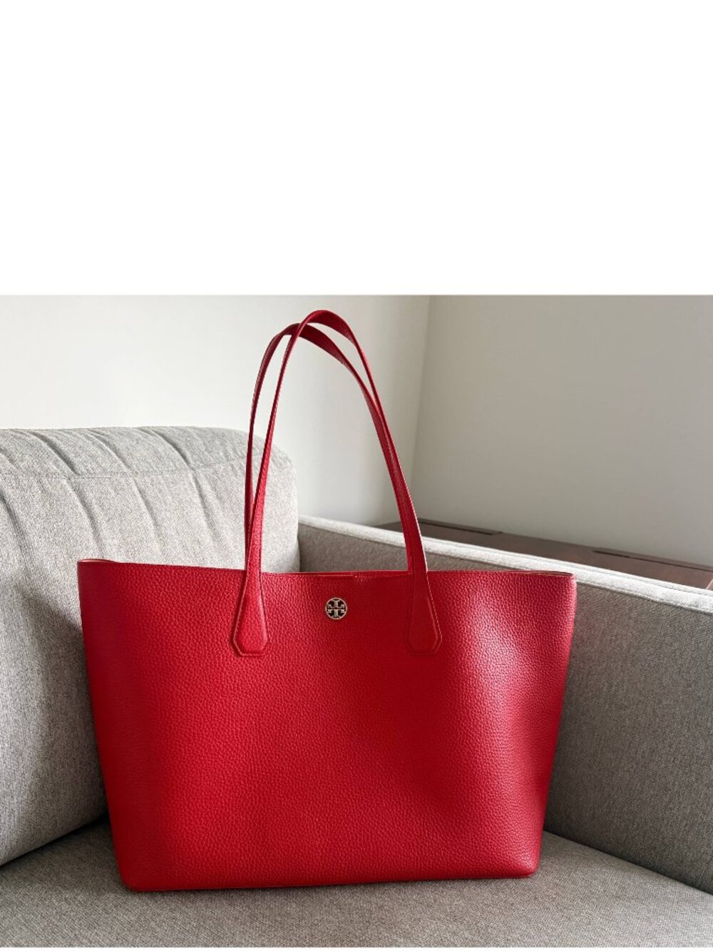 Tory Burch Red Perry Leather Tote Bag w Pouch